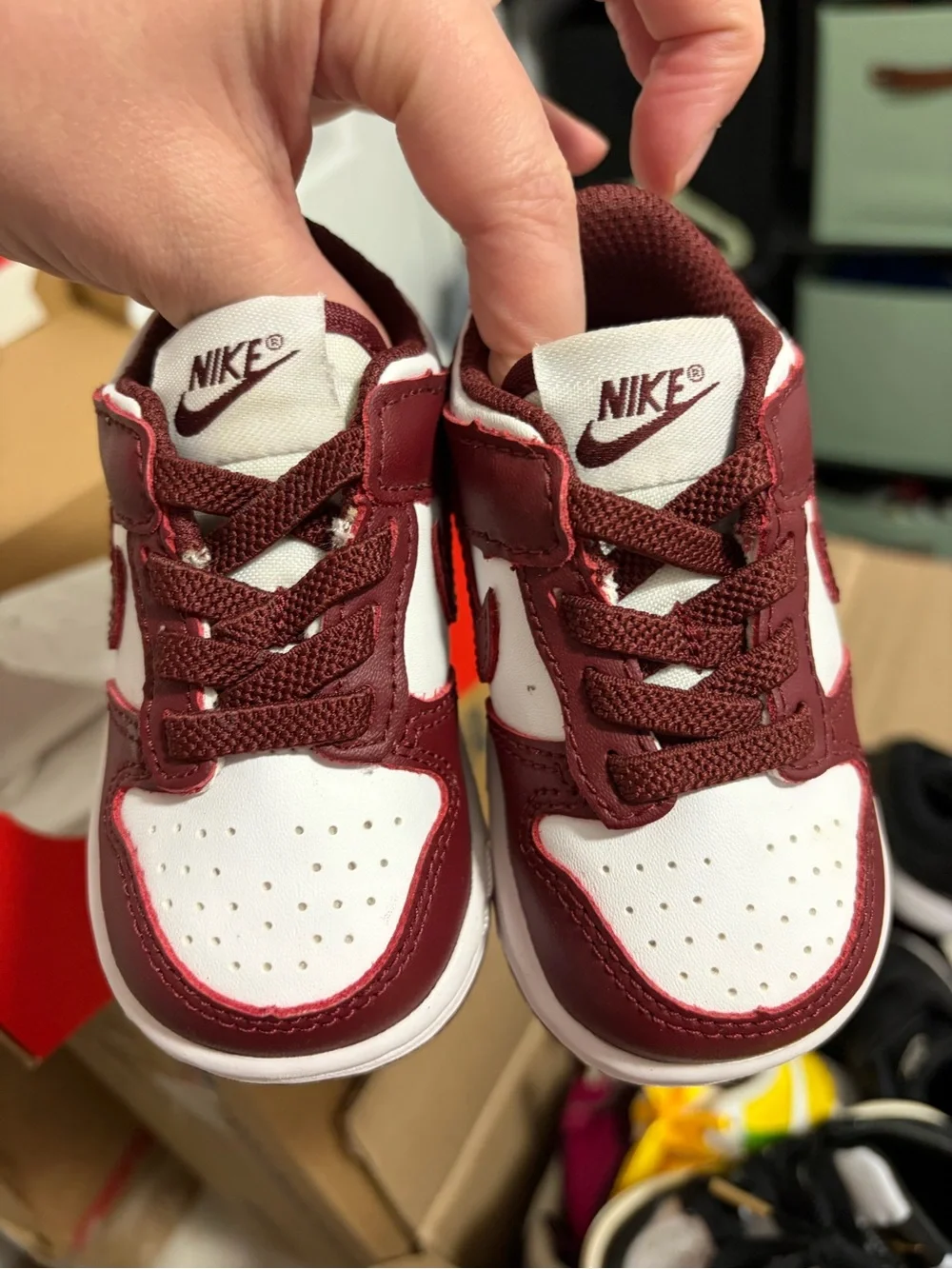 Nike Kids Maroon and White Low-Top Sneakers